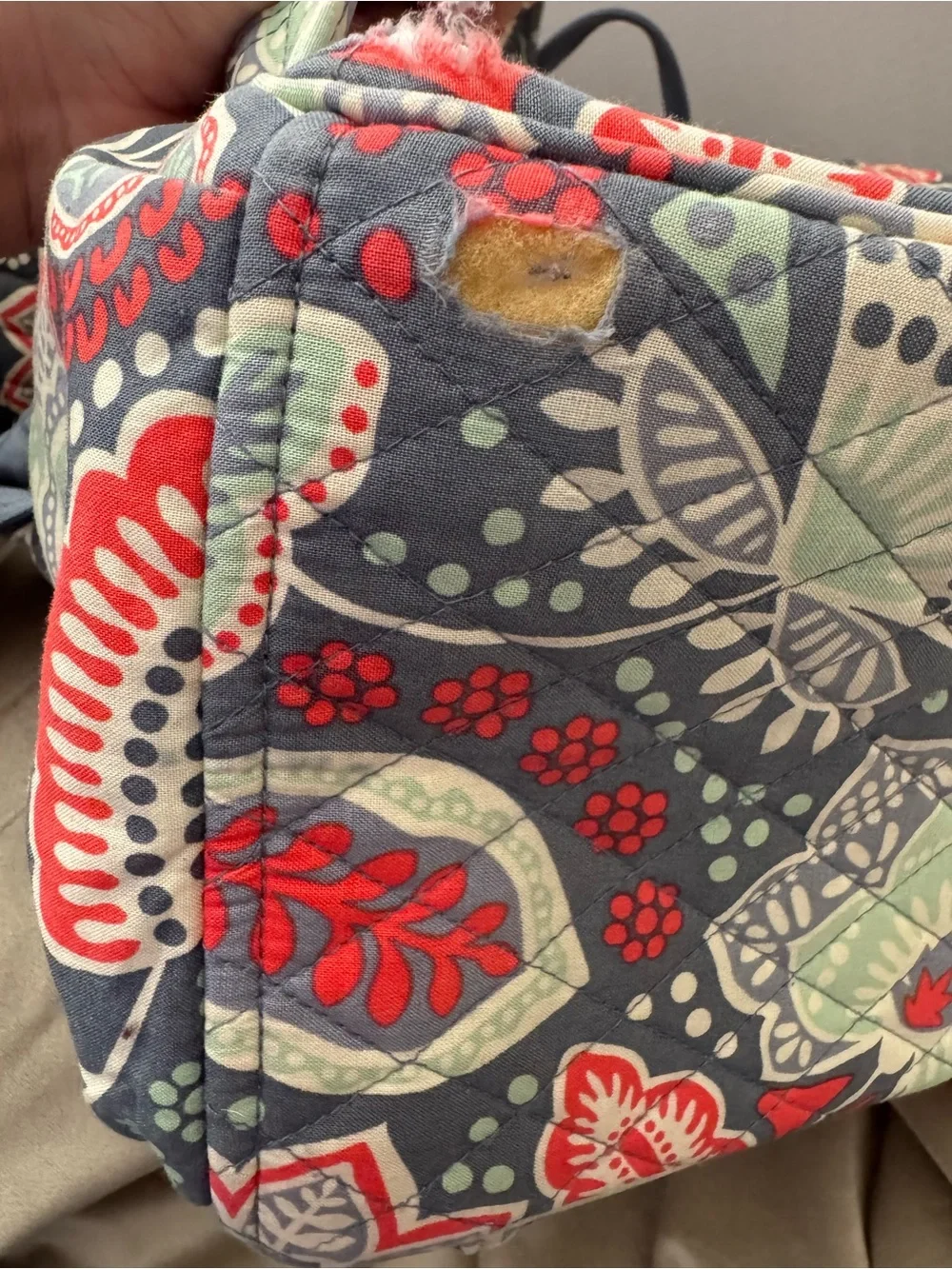 Vera Bradley Quilted Floral Tote & Backpack in Navy, Red & Mint